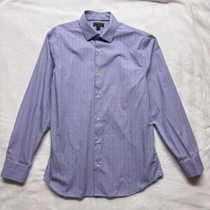 Banana Republic Non Iron Classic Fit Plaid Dress Shirt Mens Large L Blue Pink